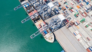 Image of ship at dock from above