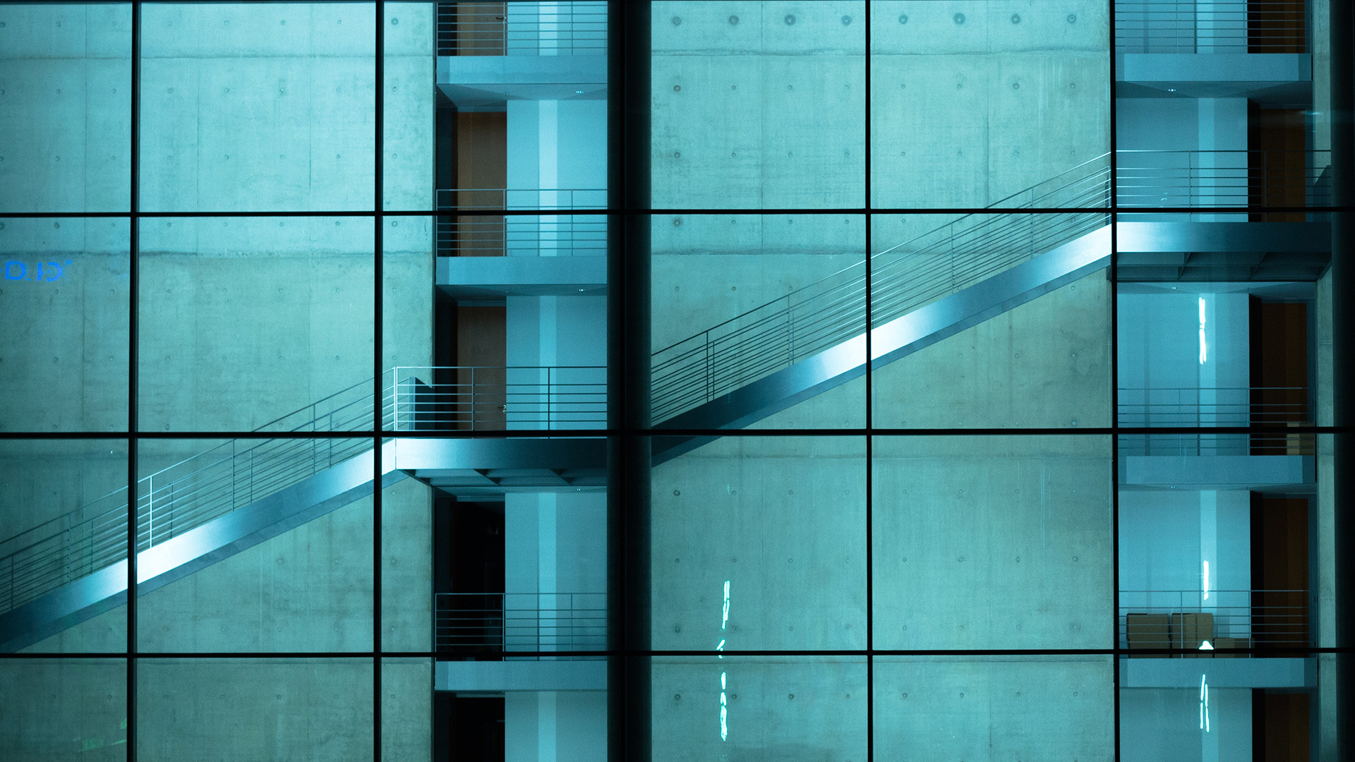 Abstract stairs blue hue