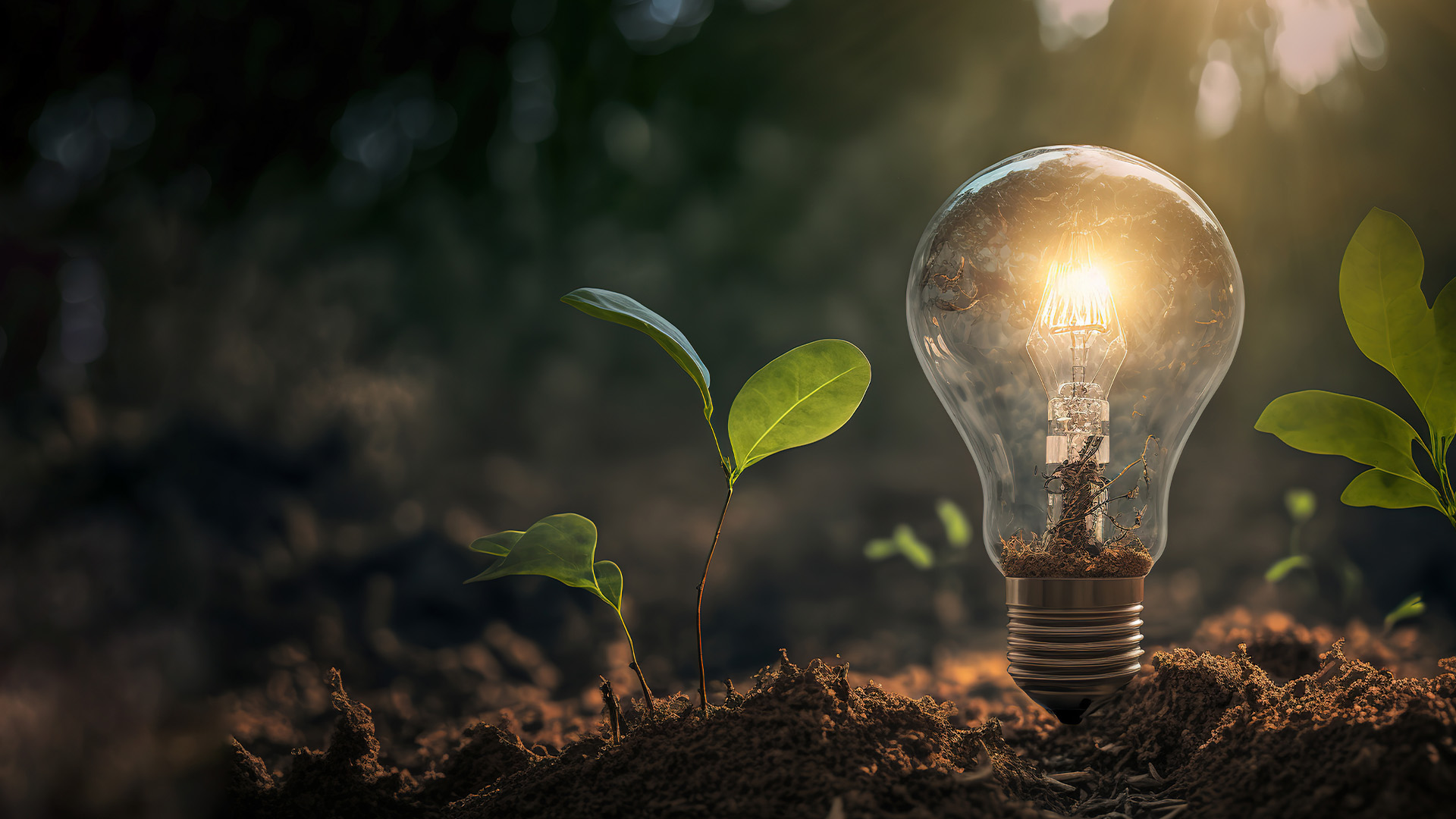 Green Energy and a Bright Future A Light Bulb in Soil