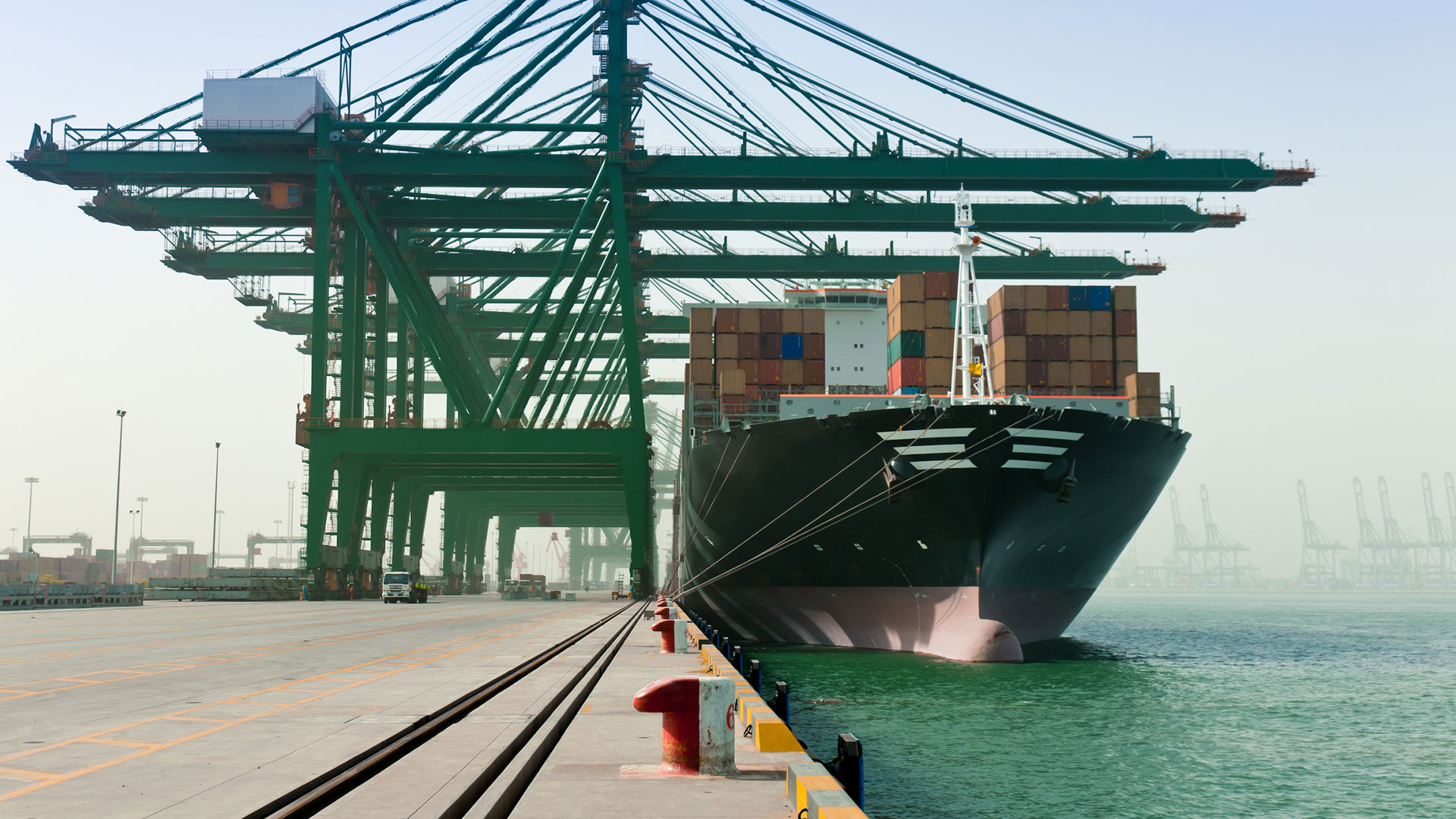 Ship with container at a dock