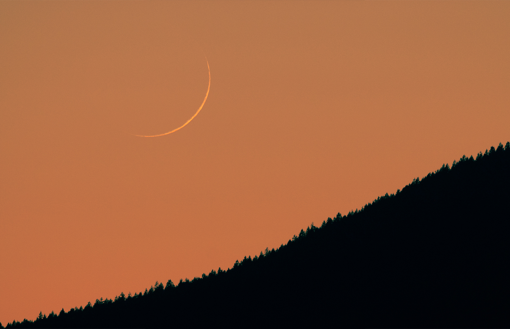 Photo of the moon in orange light