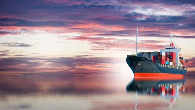 Stylised image of a ship reflected on a calm sea