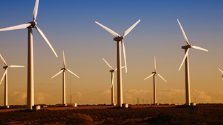 Energy-renewable-wind-farm-on-shore-windmill