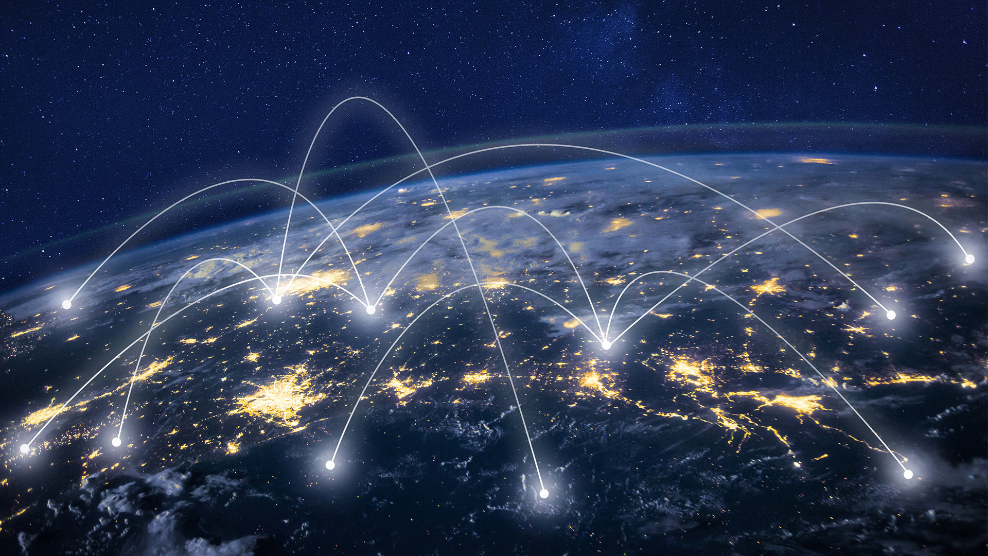 Connected points on globe