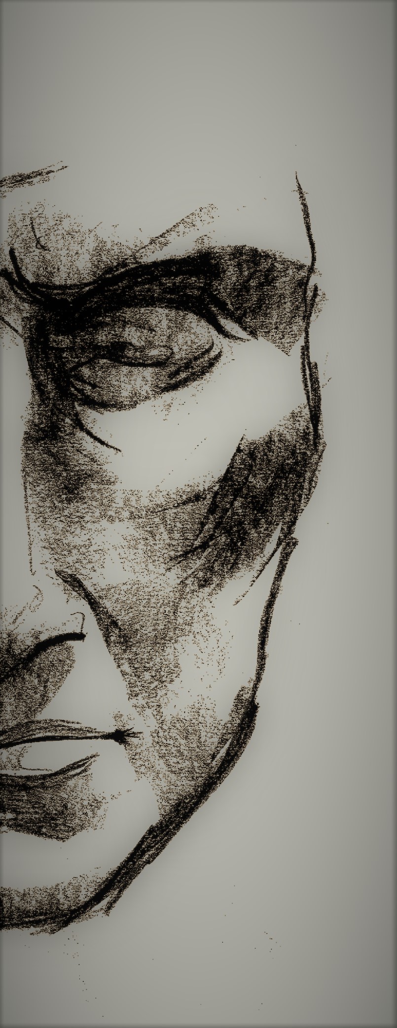 side crop of Greek face (pencil sketch by Clare Ellis)