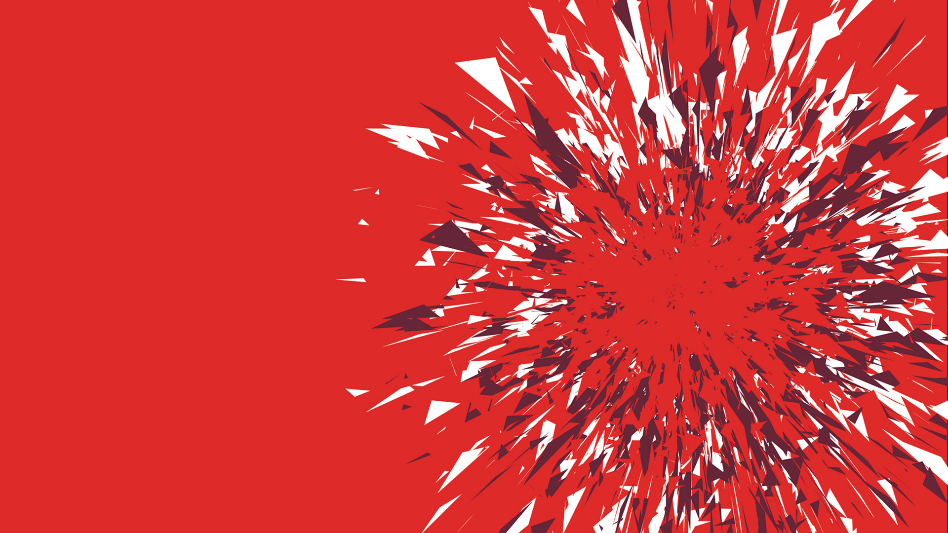 Visualisation of shard-style shapes bursting on the right-hand side of a red background