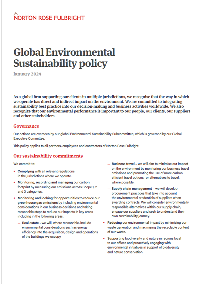Global sustainability policy