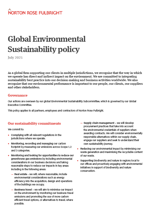Global sustainability policy