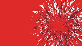 Visualisation of shard-style shapes bursting on the right-hand side of a red background