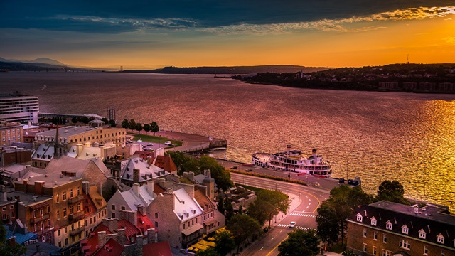 Sunset over old Quebec city