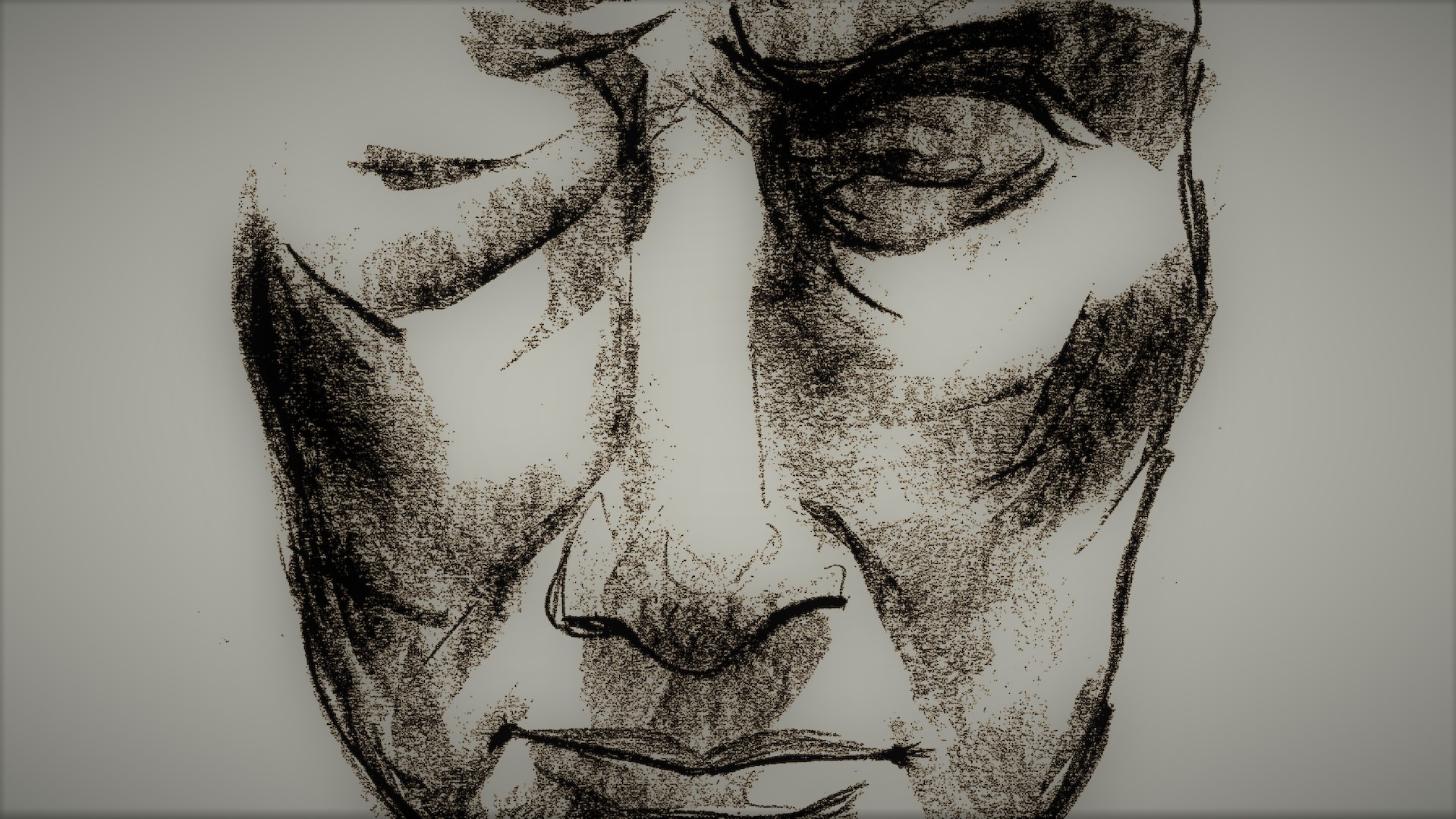 Greek face (pencil sketch by Clare Ellis) for Greek chorus hero