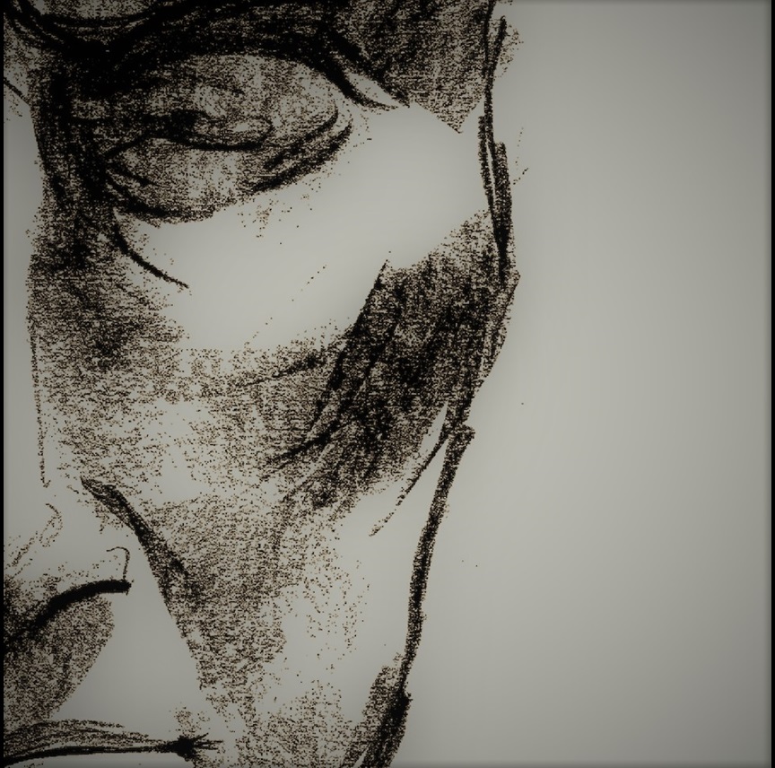 square crop of Greek face (pencil sketch by Clare Ellis)