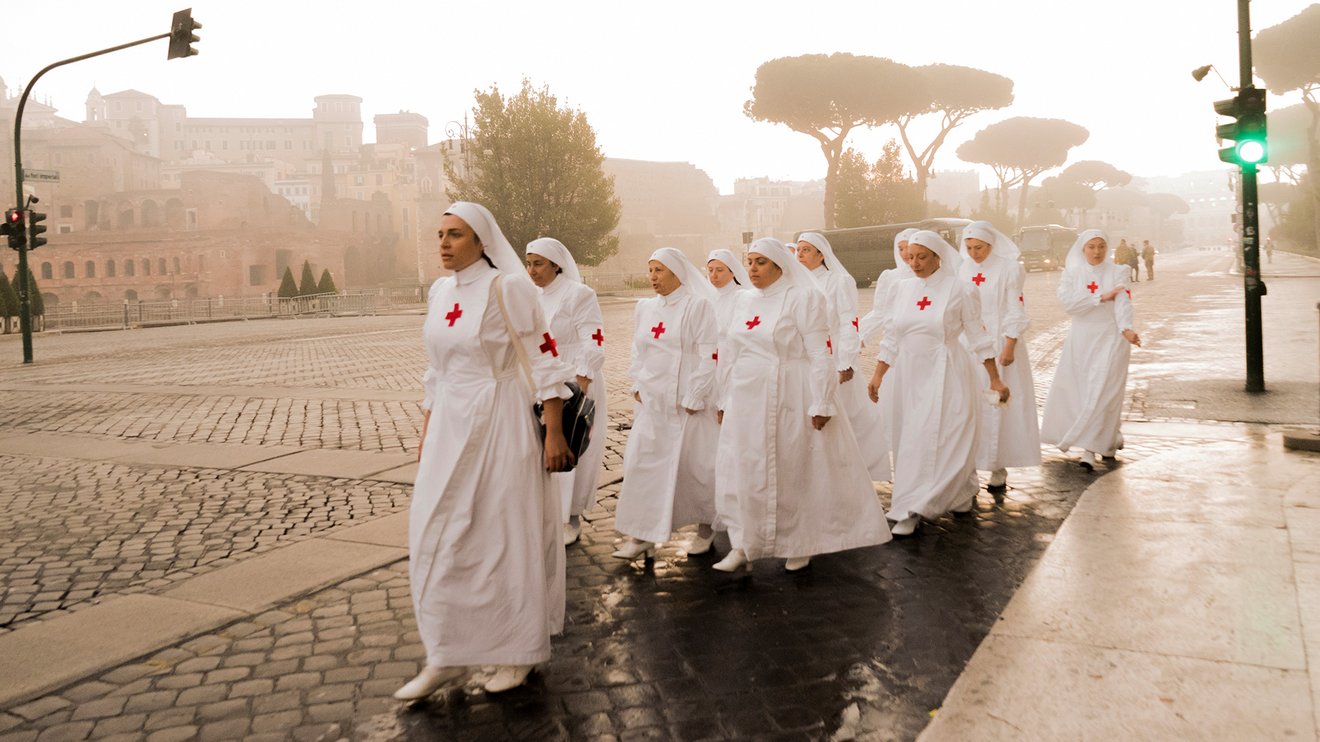 Sister nurses marching in Rome