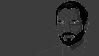 Greyscale image of man with beard
