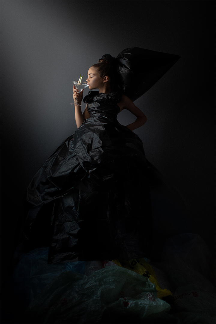 Woman in black dress