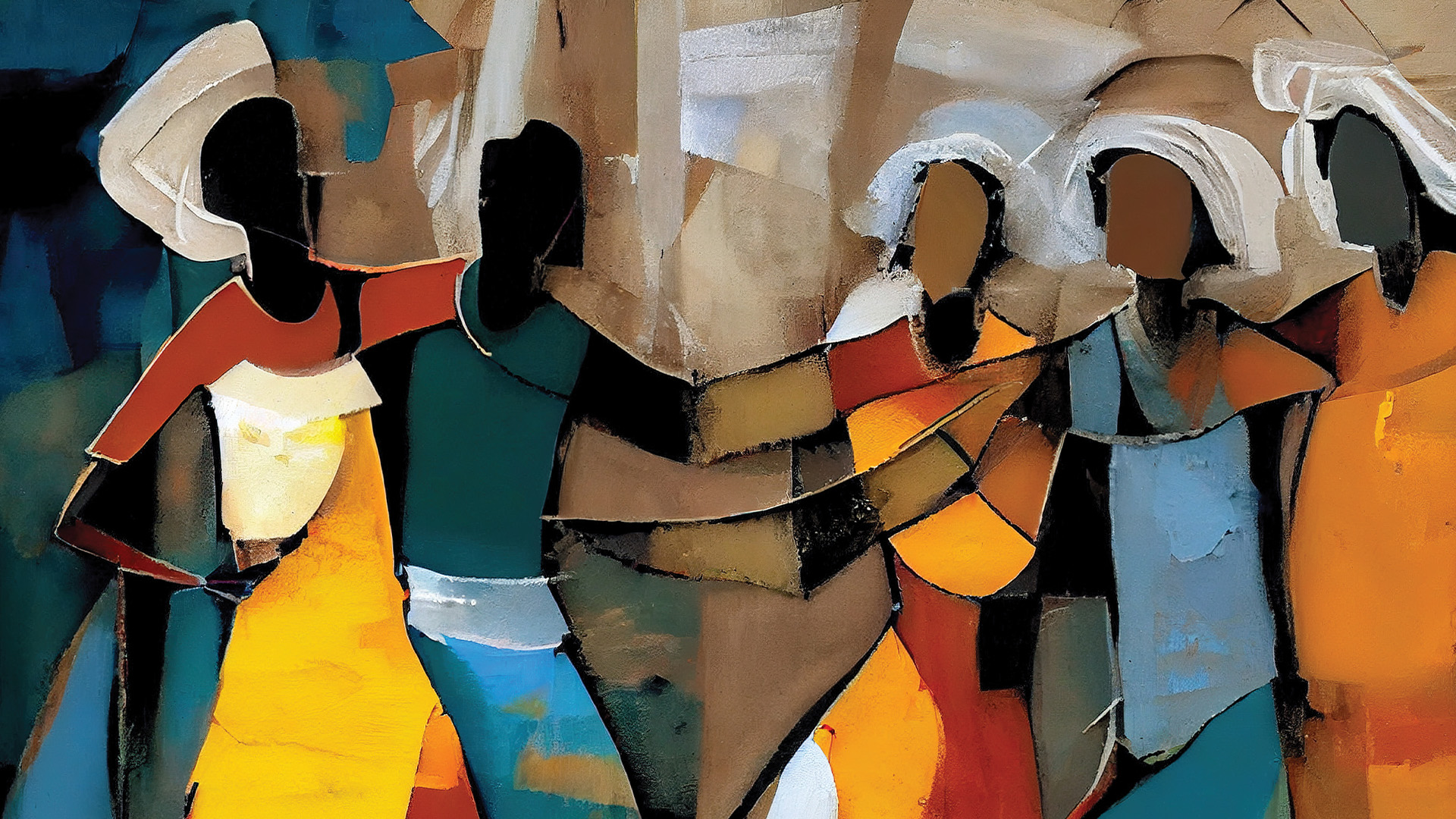 African dancers painting generated with AI