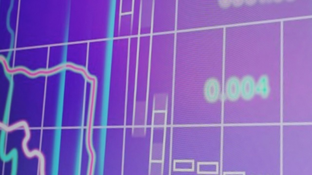 Close-up of on-screen data