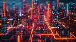Neon circuit-style visual