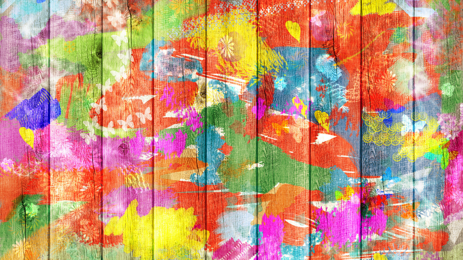Colorful paint on boards