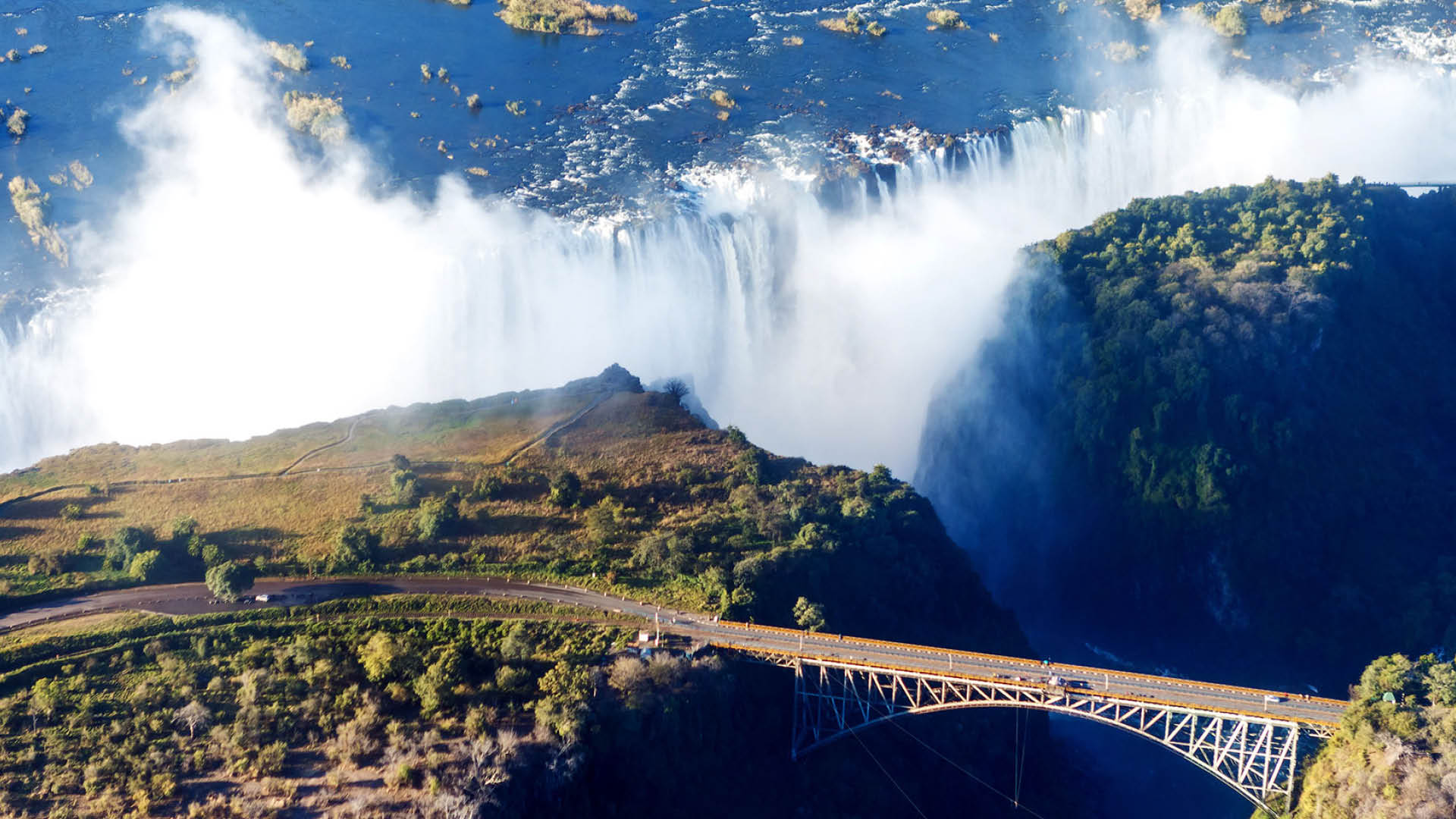 mountains and bridge