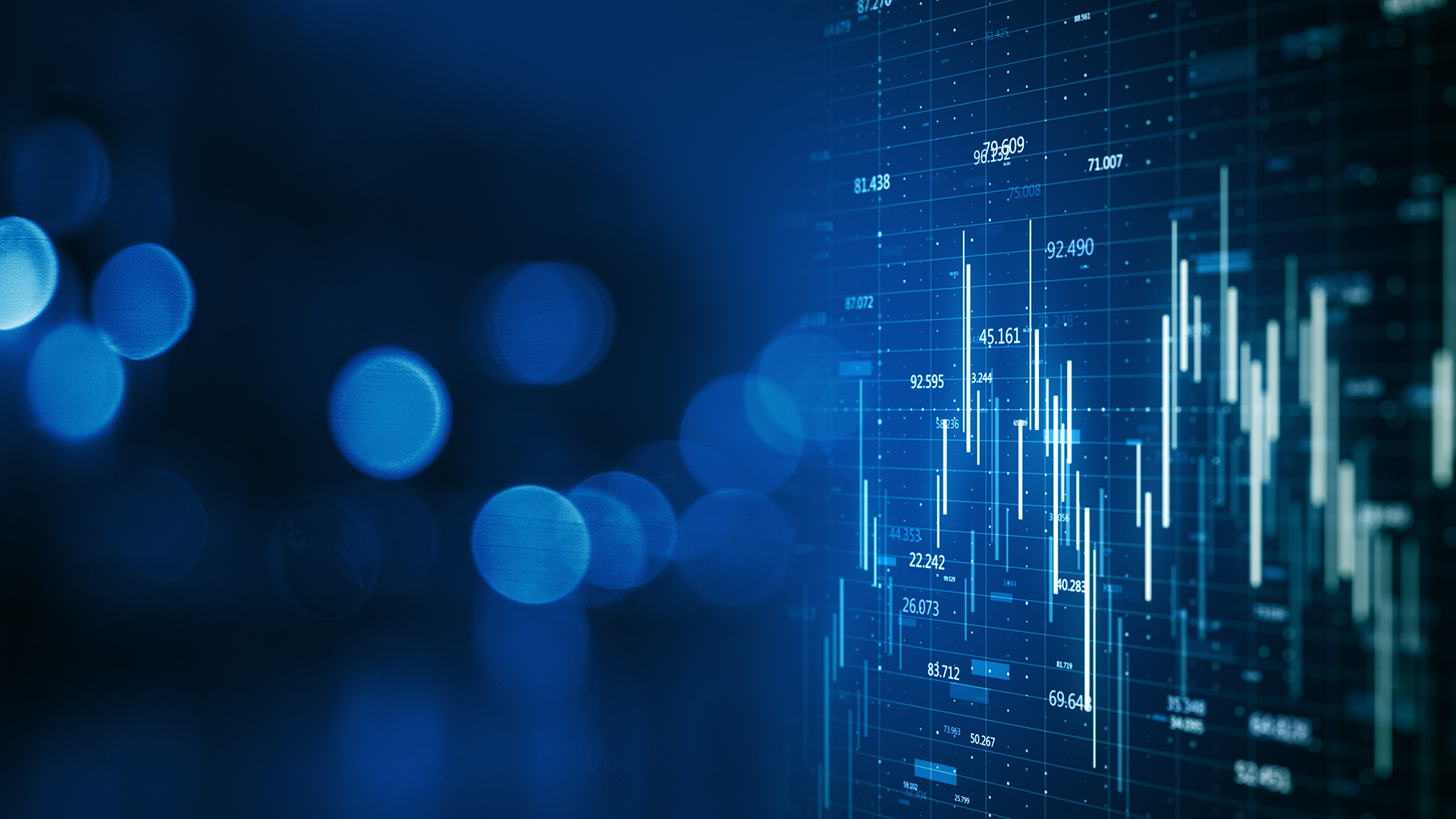 Blue digital financial graph