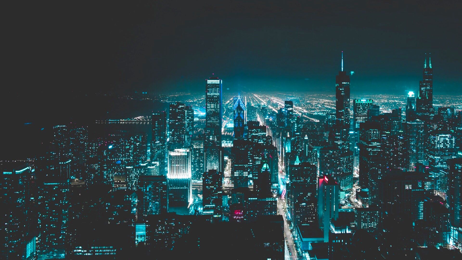 Chicago skyline at night