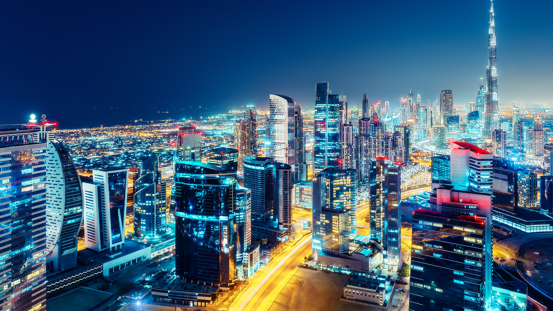 Cityscape and sky at night