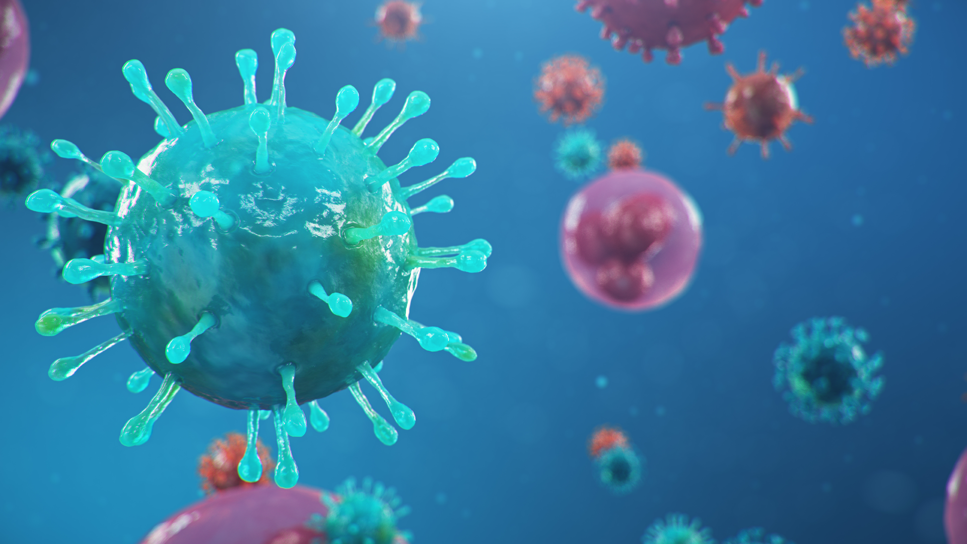 3d illustration blue and pink cells