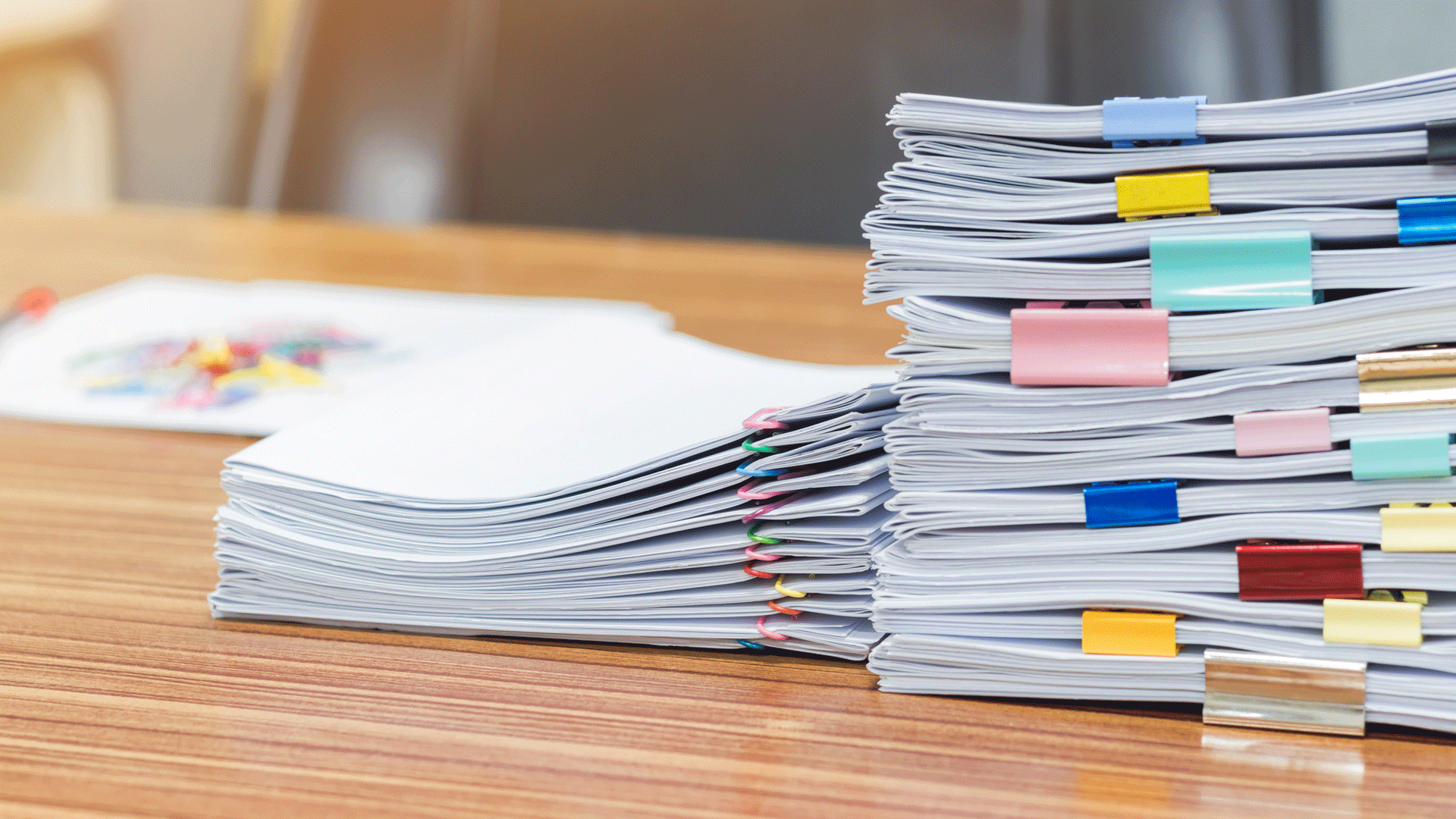 paper documents on the desk