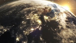 Earth Sunshine At East Asia From Space