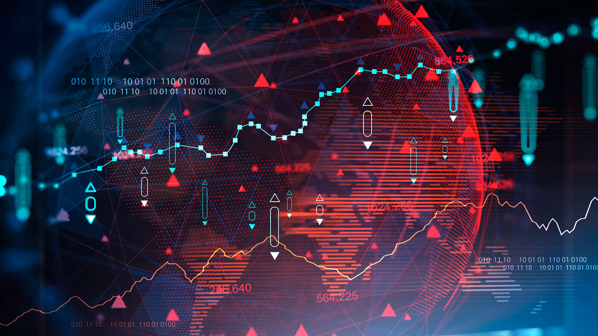 Financial graphs over a Worldmap