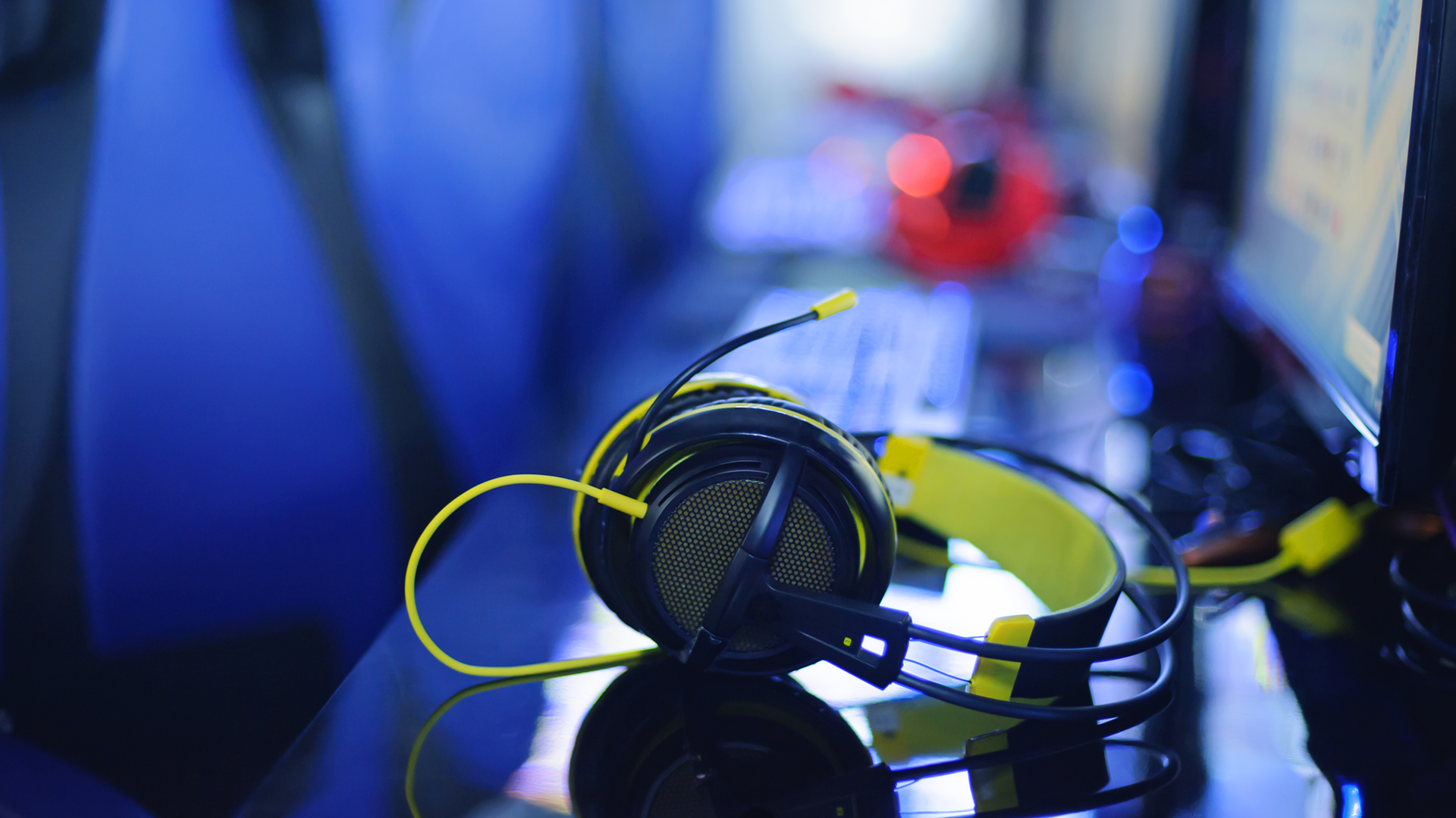 Headset headphones on desk