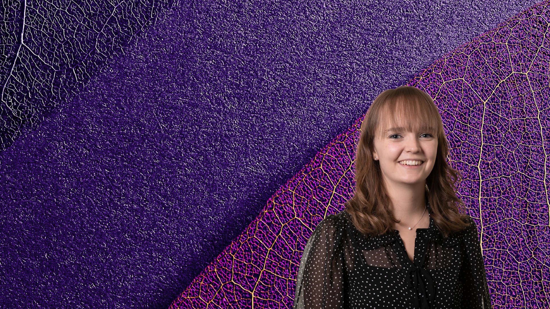 Ellen Lennox in front of purple leaf background