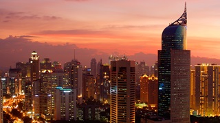 Jakarta skyline at dusk