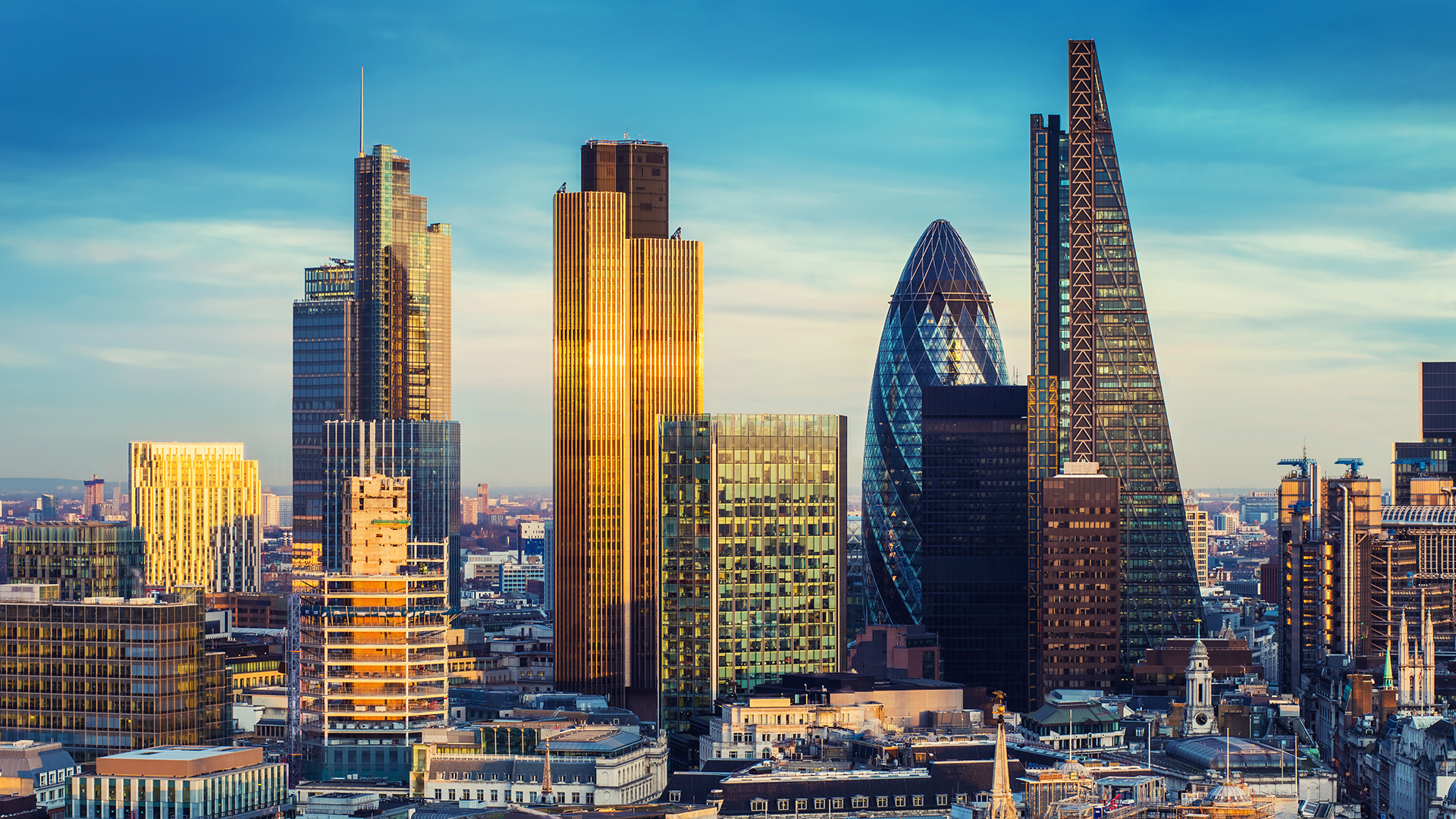 London skyline, view of City skyscrapers