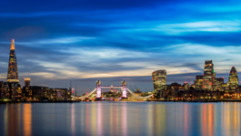 London tower bridge night lights city