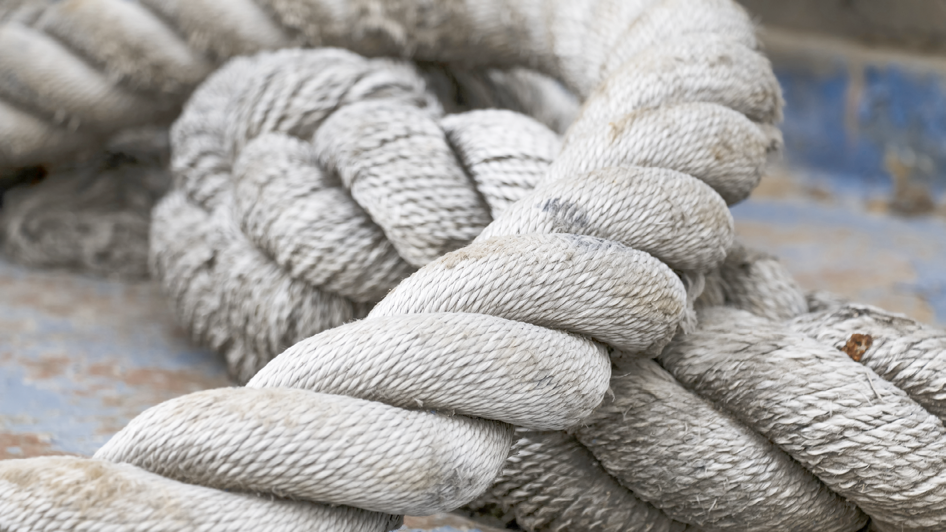 Old rope for mooring the ship