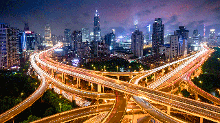 Road intersection at night