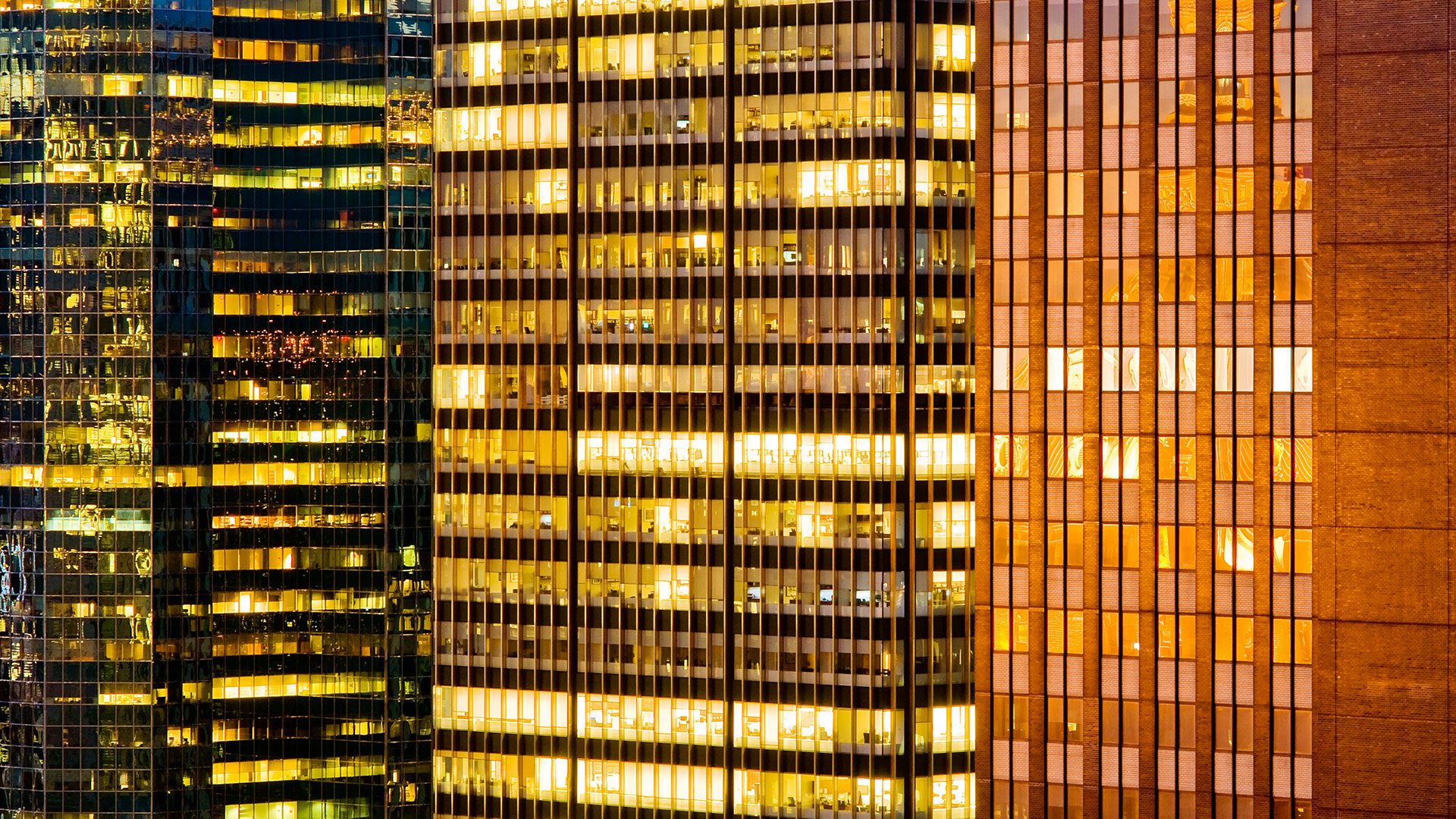 Skyscrapers in Midtown Manhattan, New York City at night