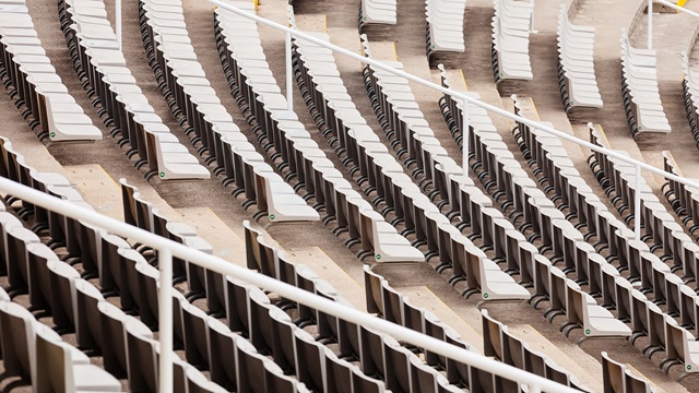 Empty seating area at a sports stadium