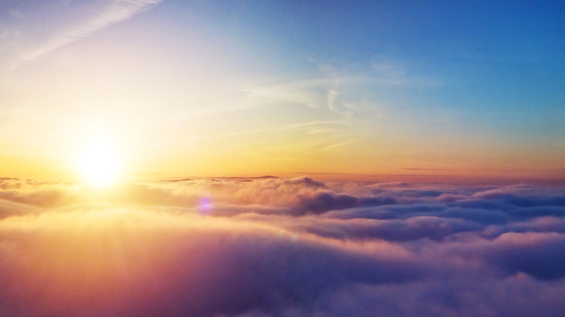 Beautiful sunrise cloudy sky from aerial view