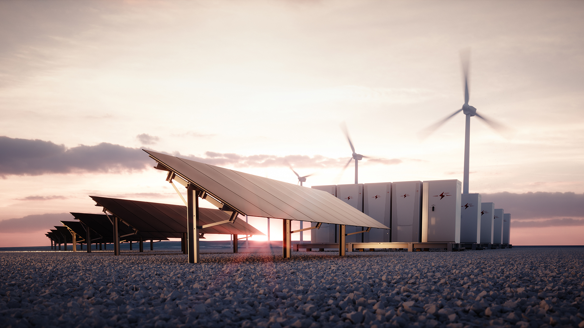 Windmills and solar panels