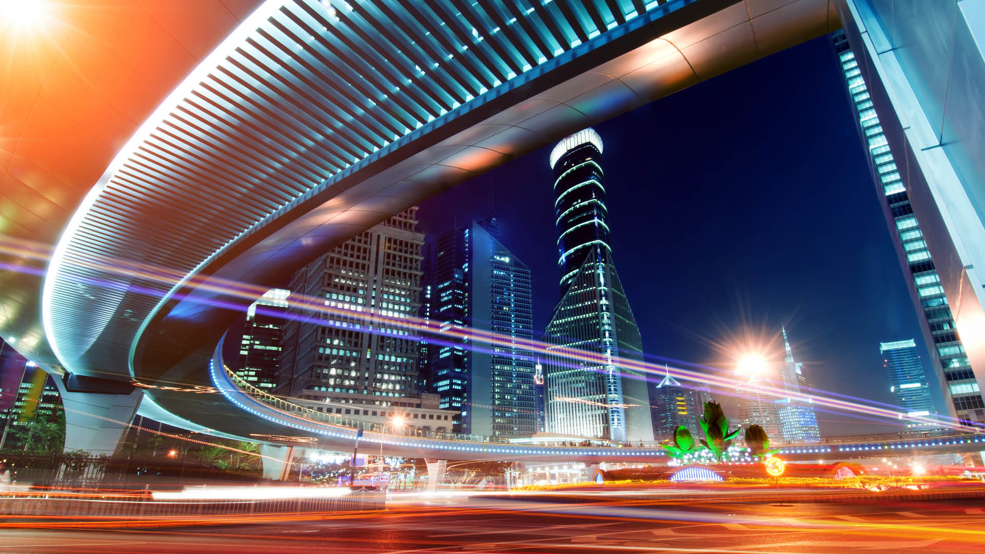 traffic trail at night