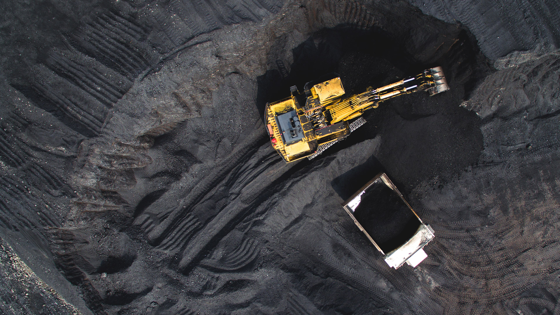 Two trucks at mining site