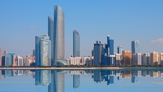 UAE skyline buildings near the sea