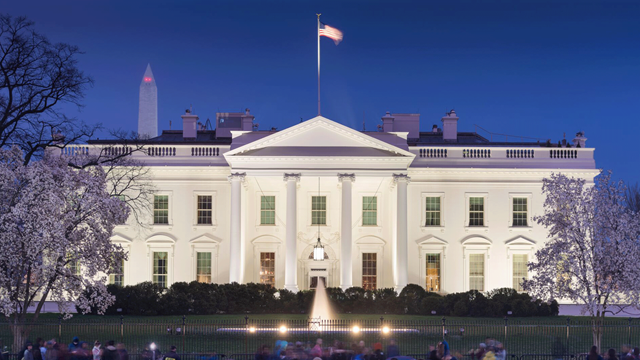 The White House at night