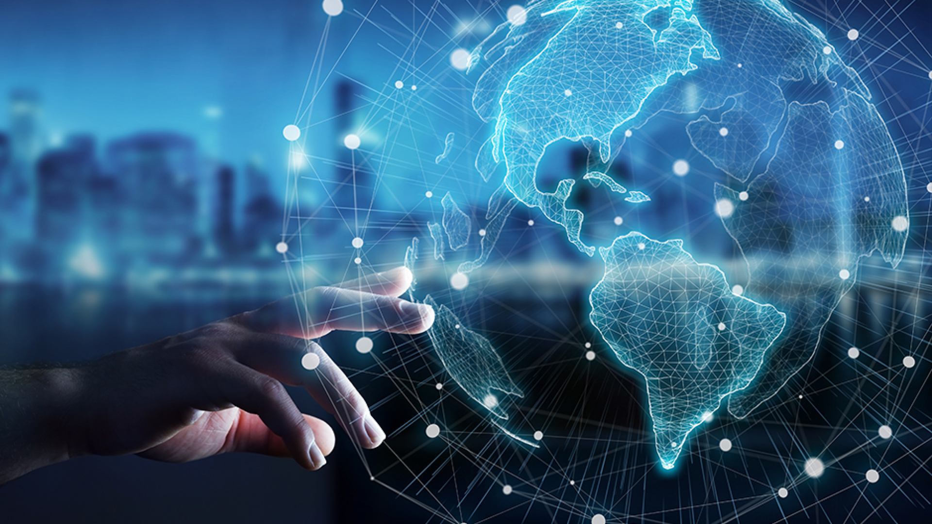 Businesswoman on blurred background using USA world map interface