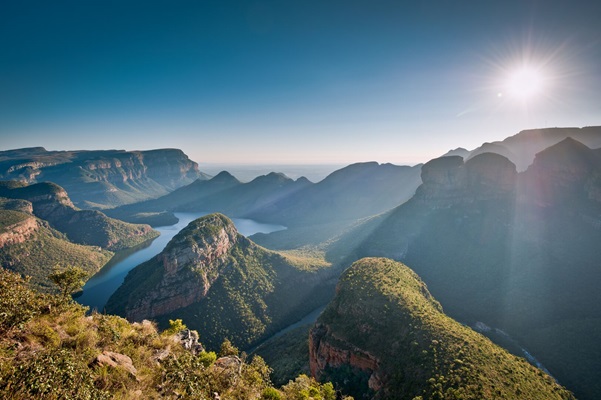 Morning sunlights baths the Blyde River Canyon in Mpumulanga, South Africa