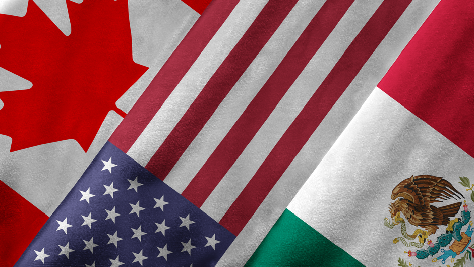 image of 3 flags, Canada, USA, and Mexico