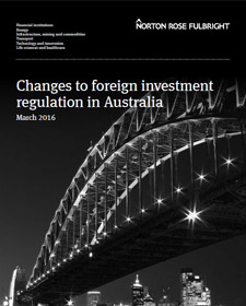 Changes to foreign investment regulation in Australia - Preview Cover